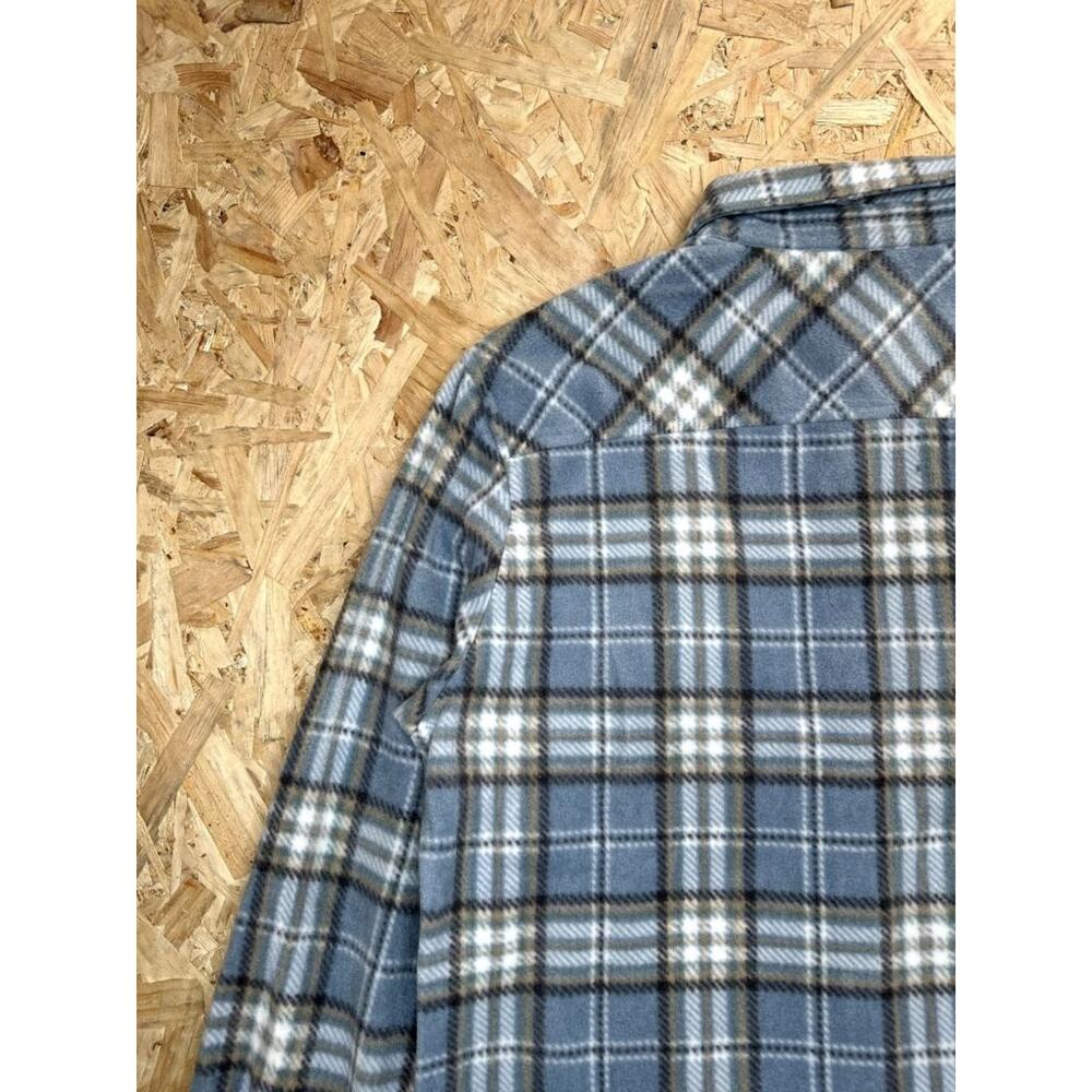 ONeill Fleece Flannel Shirt Mens Medium Blue Plaid Snap Button Long Sleeve - Picture 12 of 14
